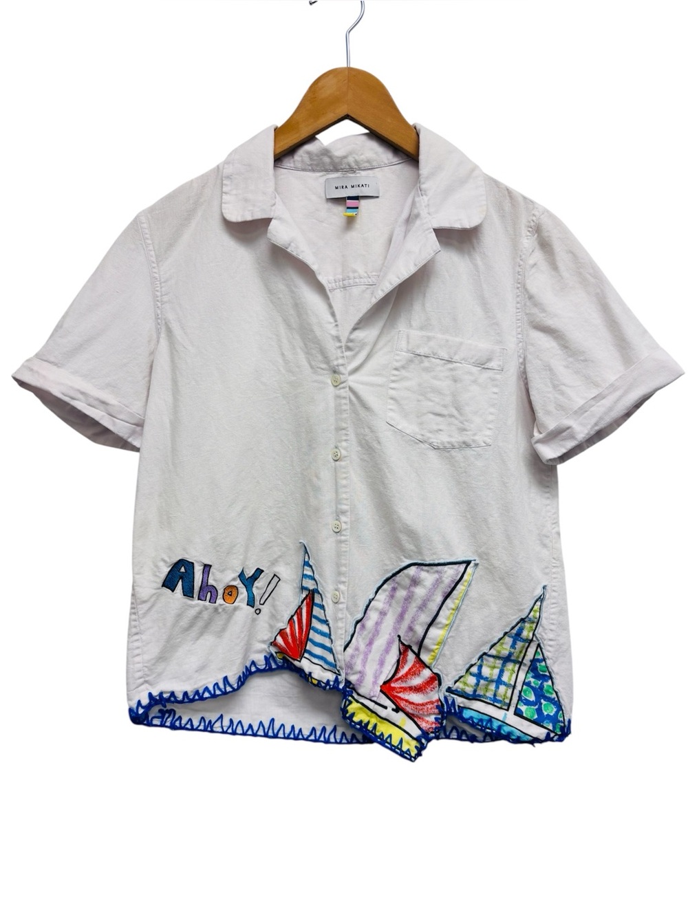 Mira Mikati Sail Boat Embroidered Shirt